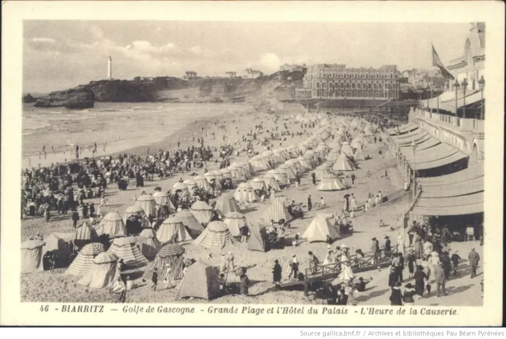 Grande Plage and Casino Bellevue Biarritz history old postcard early 20th century
