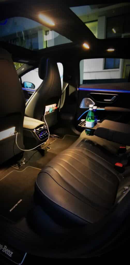 Mercedes S Class interior with driver Business Aviation Biarritz