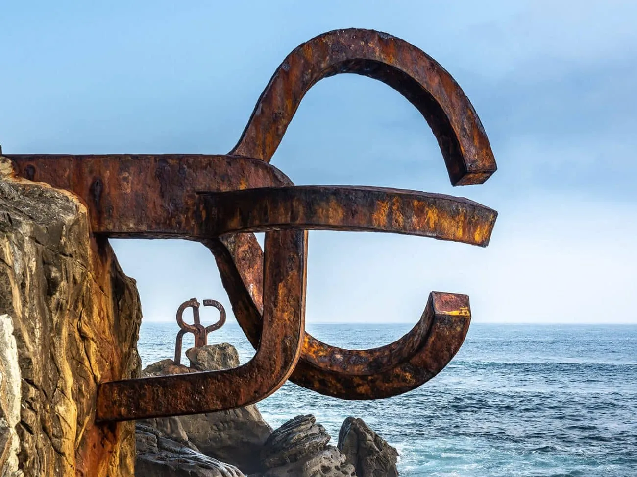 The iconic Comb of the Winds sculpture in San Sebastian