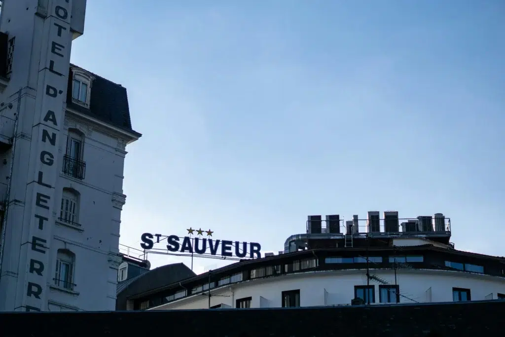 Facade of the St. Sauveur Hotel in Lourdes, near the sanctuary.