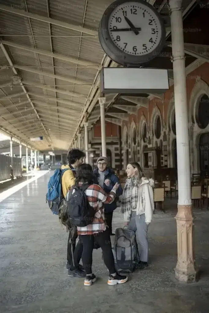 Pilgrims at Bayonne Train Station ready for transfer to Saint-Jean-Pied-de-Port