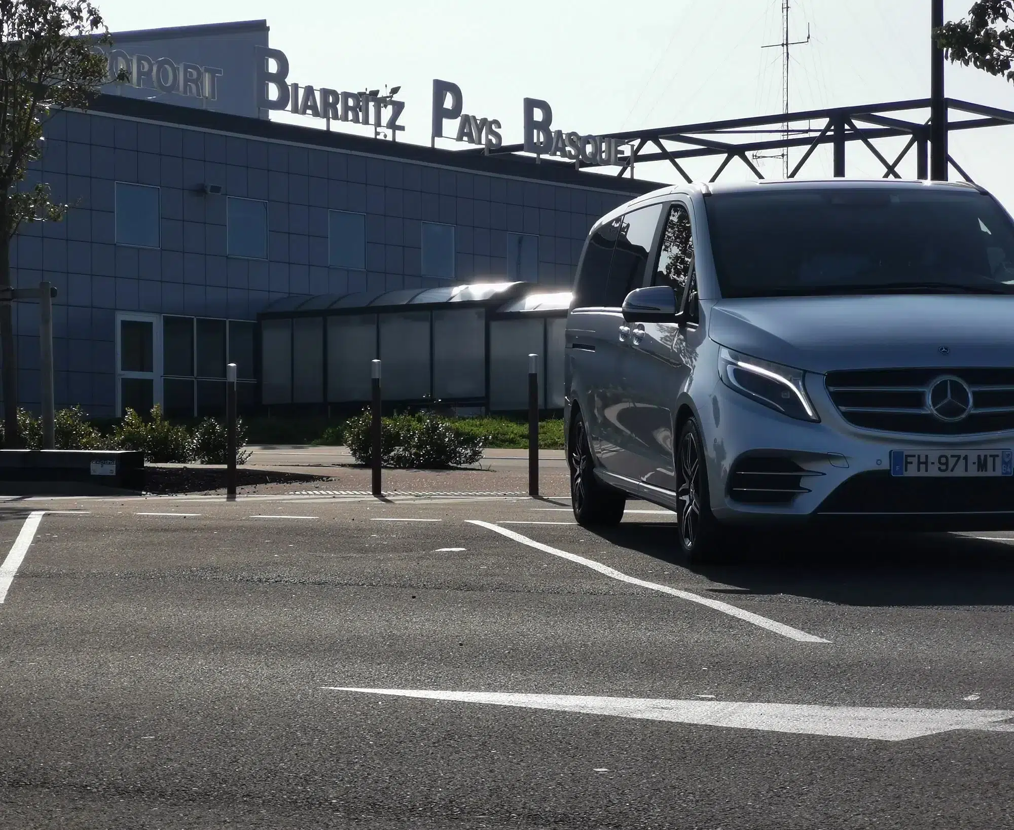 car parked at Biarritz Airport for private transfer services