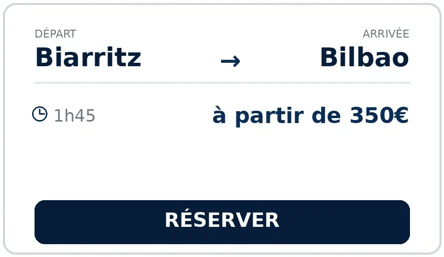 Taxi Biarritz Bilbao – transfert privé VTC à partir de 350 €