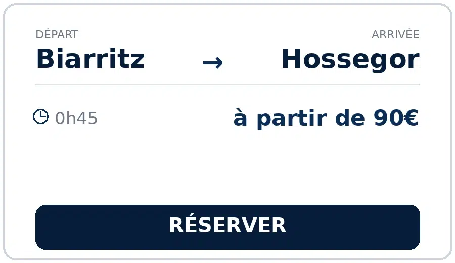 Taxi Biarritz Hossegor – transfert privé VTC à partir de 90 €