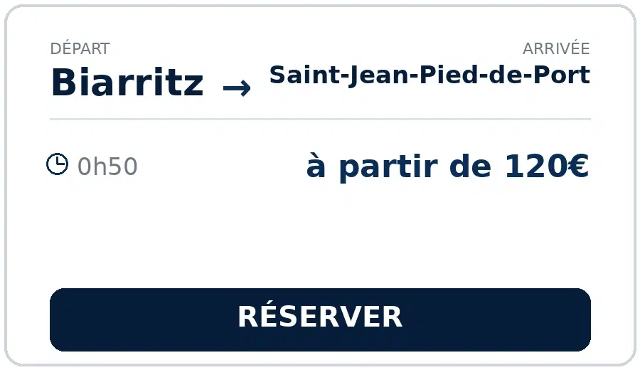 Taxi Biarritz Saint-Jean-Pied-de-Port – transfert privé VTC à partir de 120 €